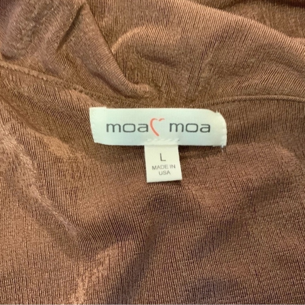 Moa Moa Womens Draped One Shoulder Asymmetric Top Size L Ruched Stretch Brown - Picture 11 of 11